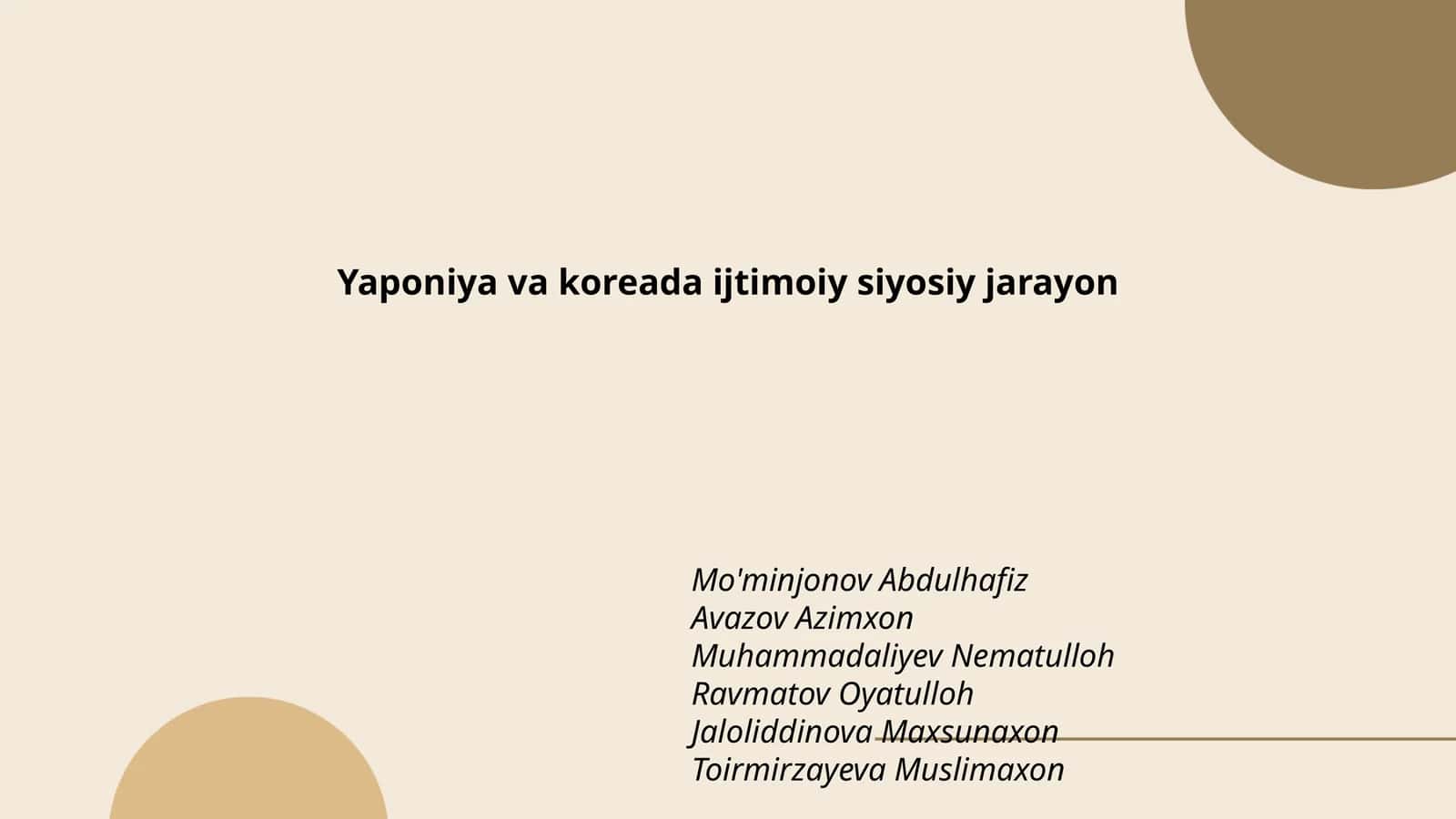 Yaponiya va koreada ijtimoiy siyosiy jarayon 1