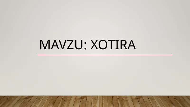 Xotira 1