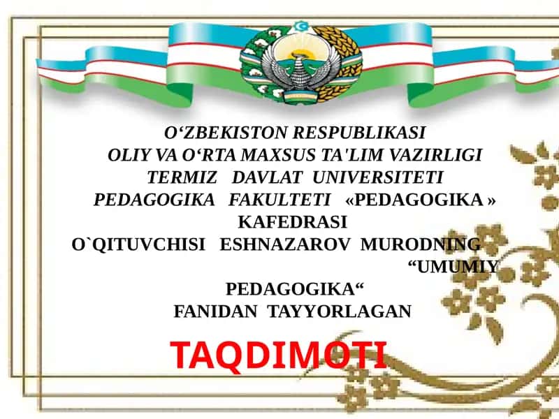 Pedagogik maxoratningasosiy komponentlari 1