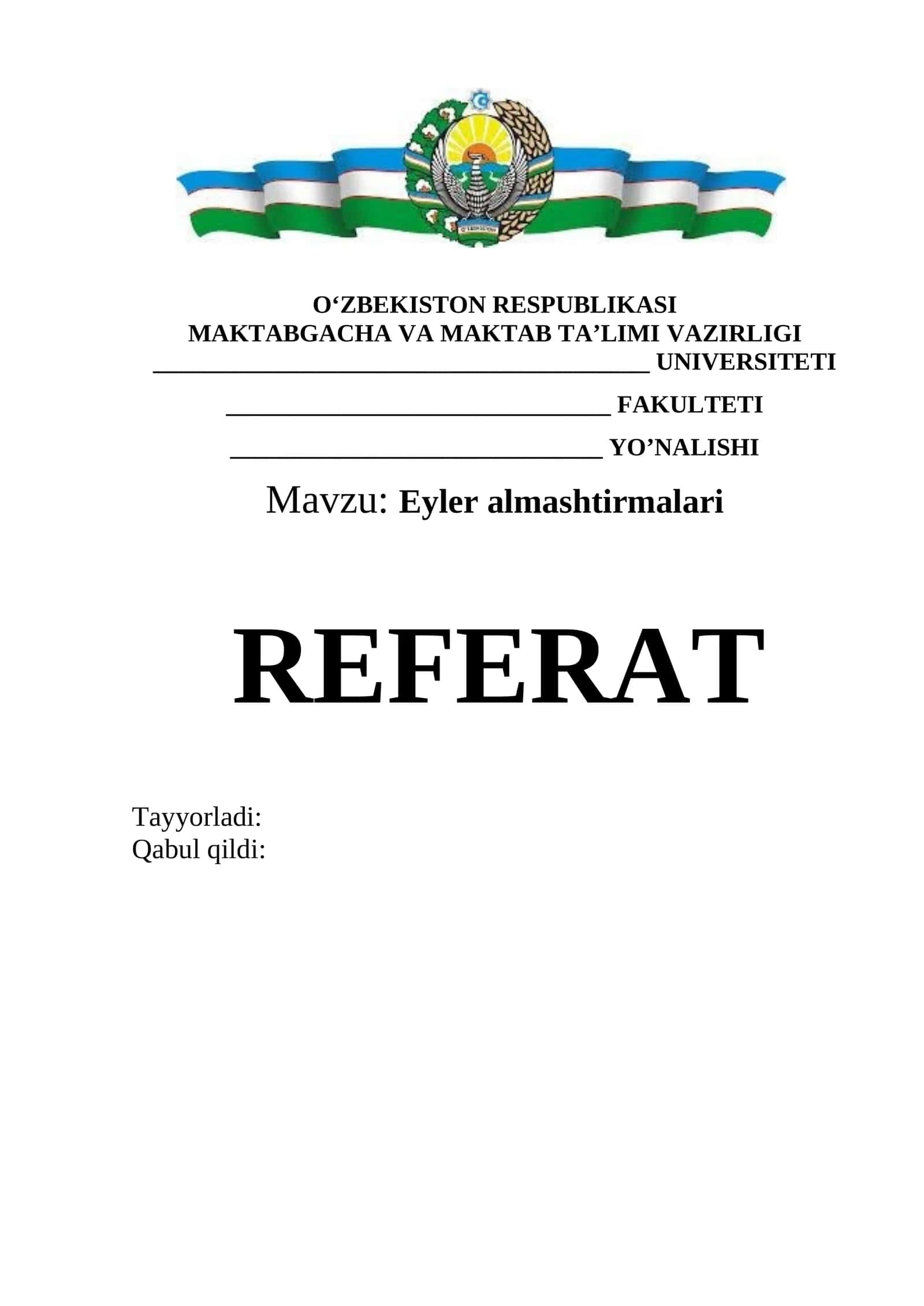 Eyler almashtirmalari 1
