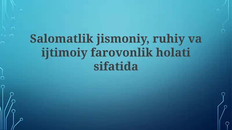 Ruhiy Salomatlik 1