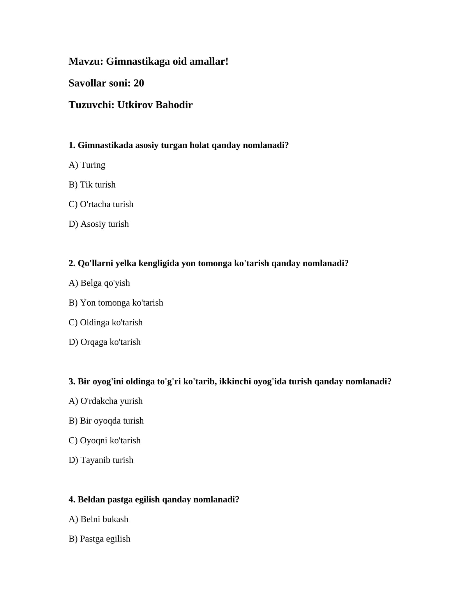 Gimnastikaga oid amallar! 1