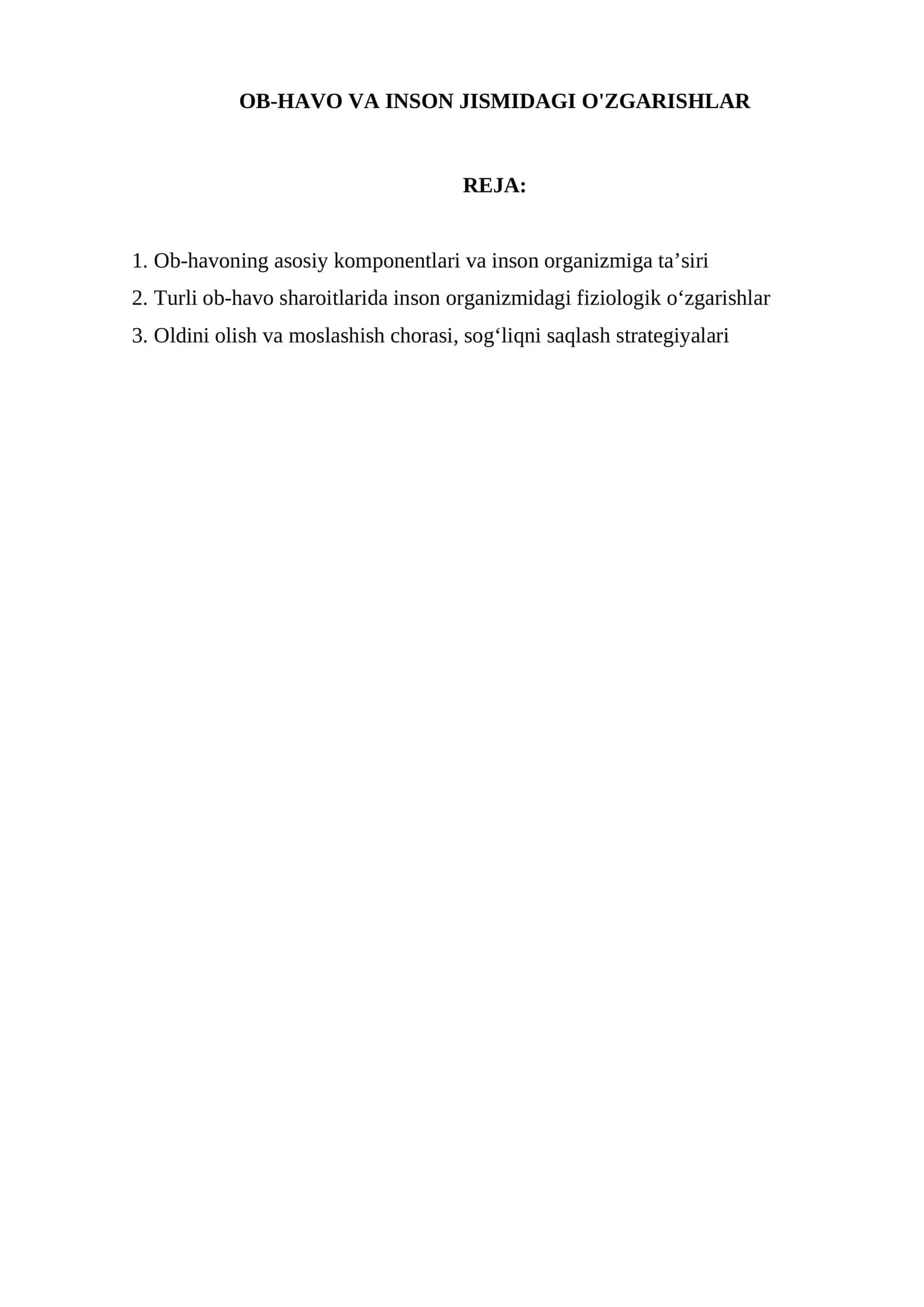 OB-HAVO VA INSON JISMIDAGI O'ZGARISHLAR 1