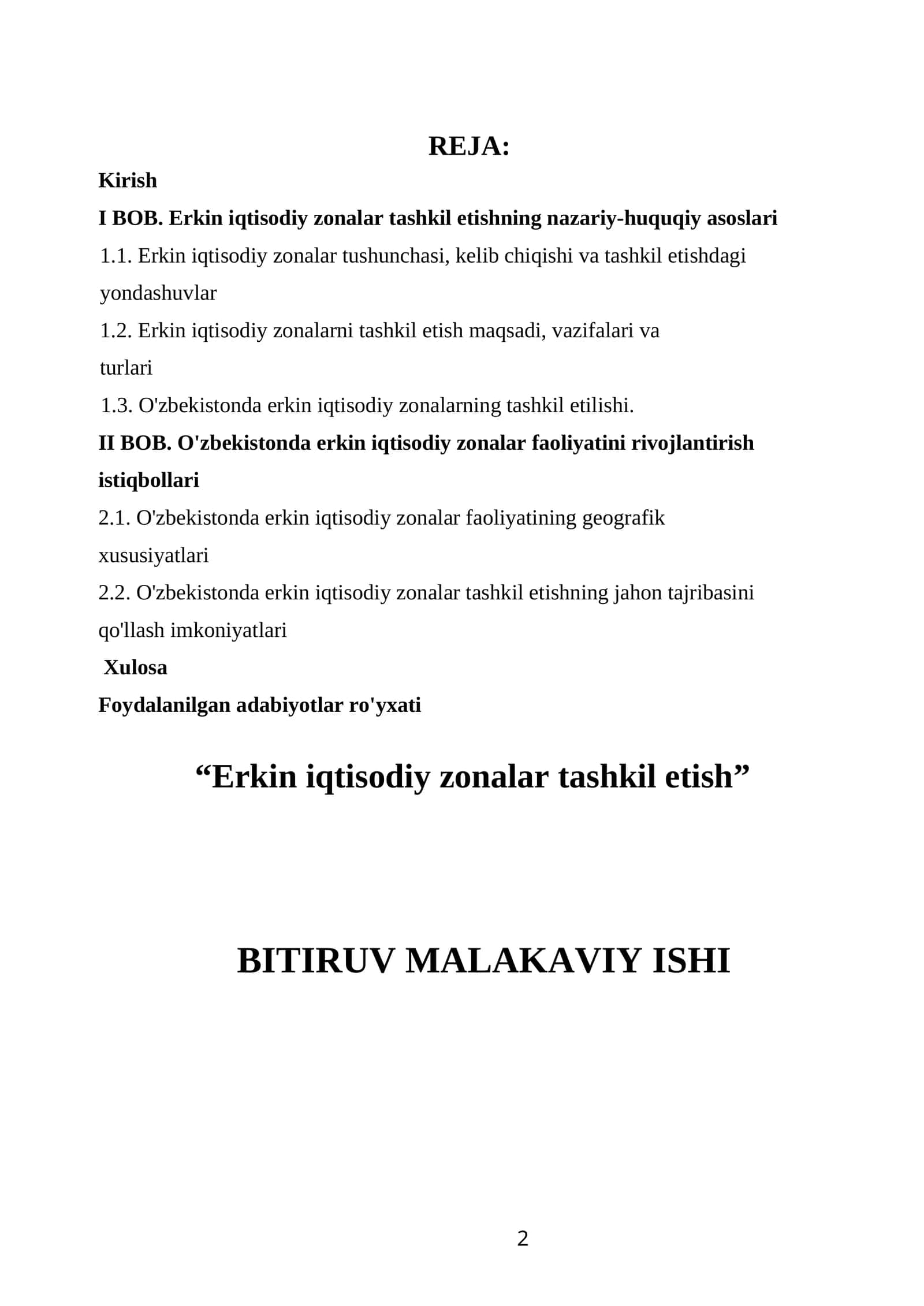 Erkin iqtisodiy zonalar tashkil etish 1