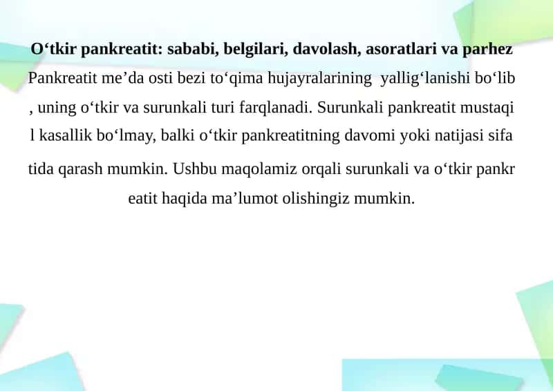 O‘tkir pankreatit 1