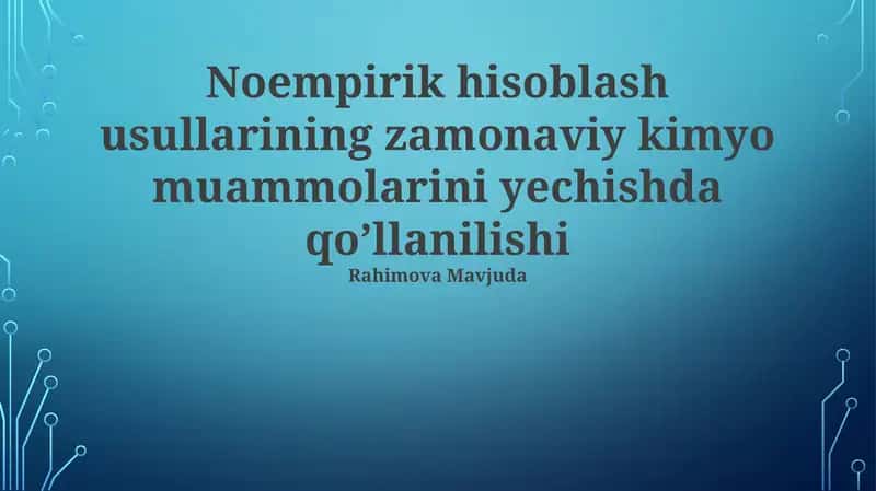 Zamonaviy hisoblash kimyosi 1