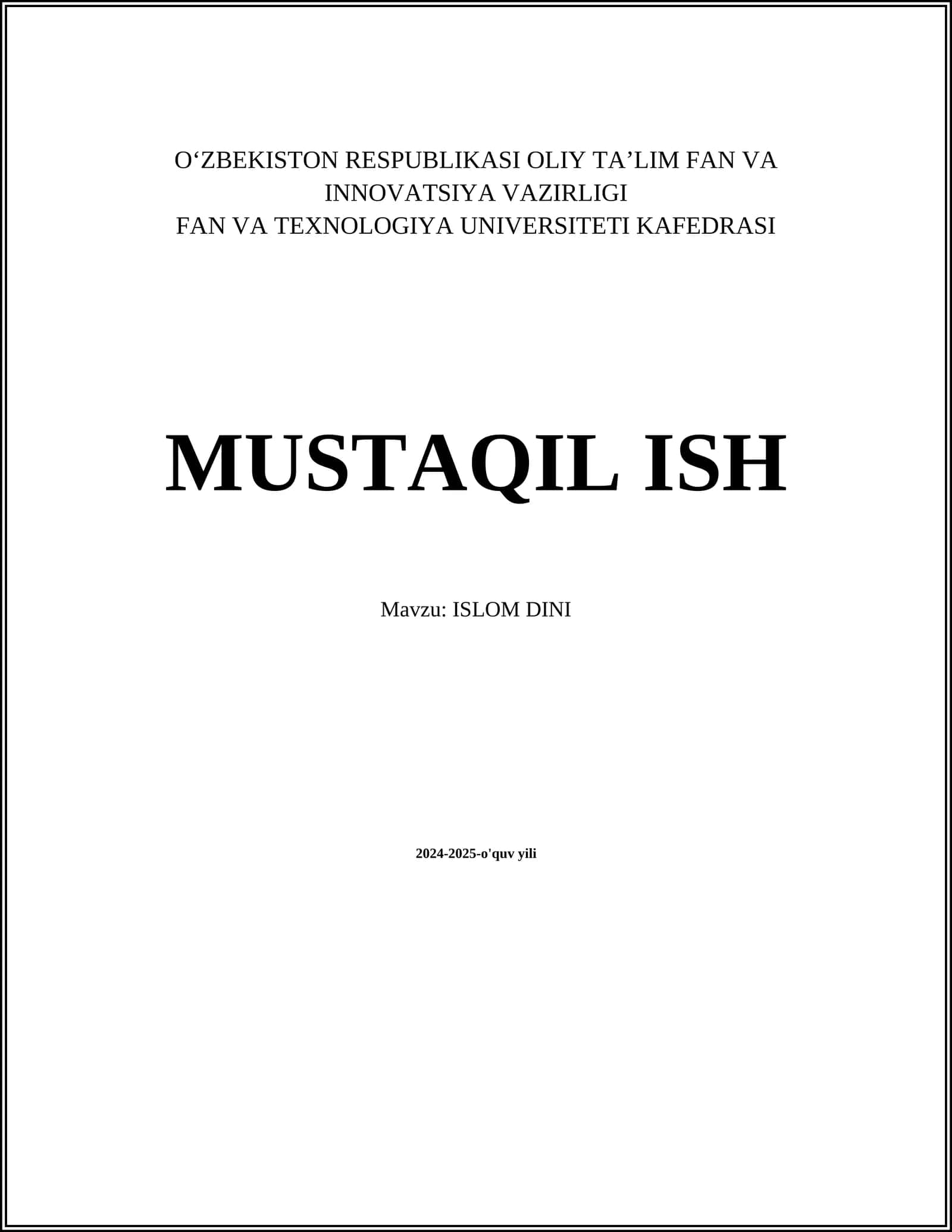 Islomning Asosiy Tushunchalari 1