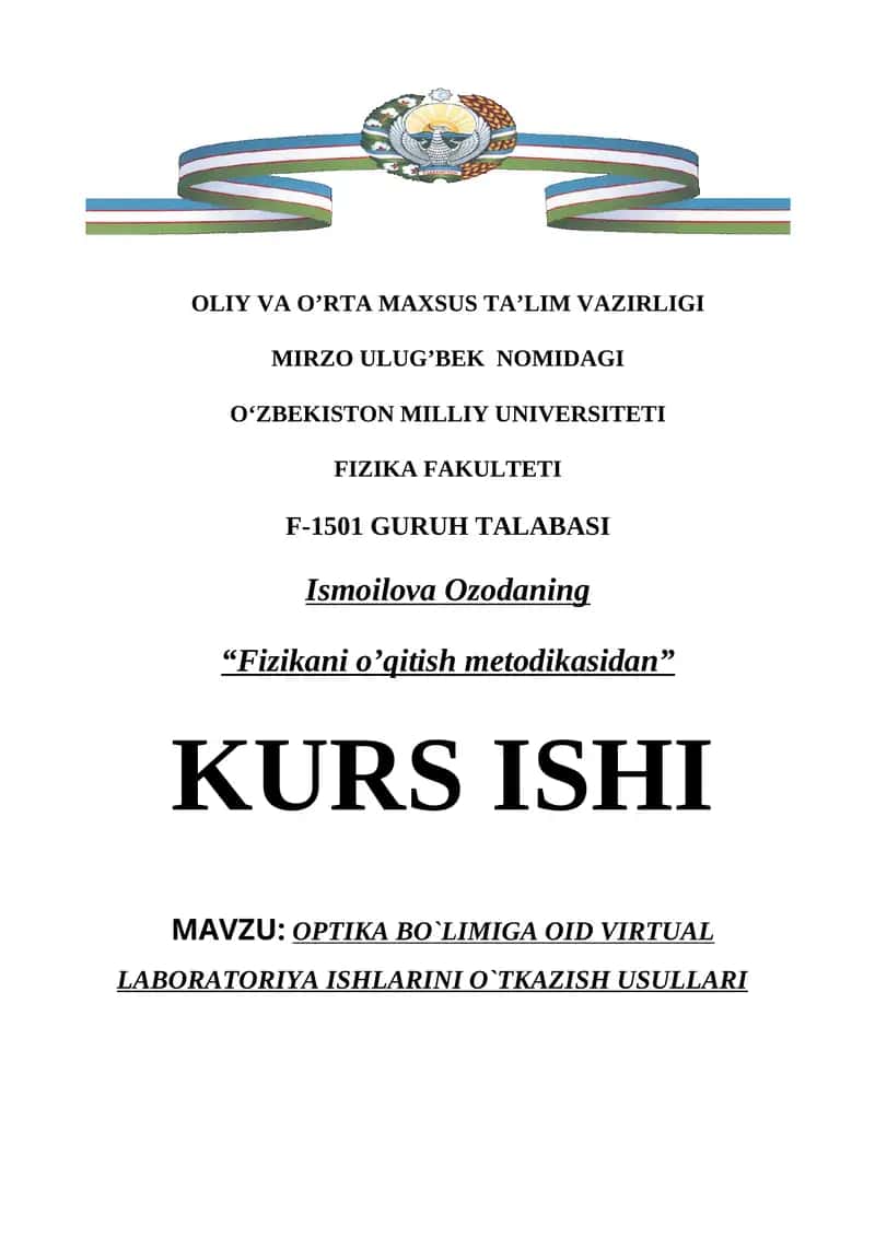 Fizikani o’qitish metodikasidan 1