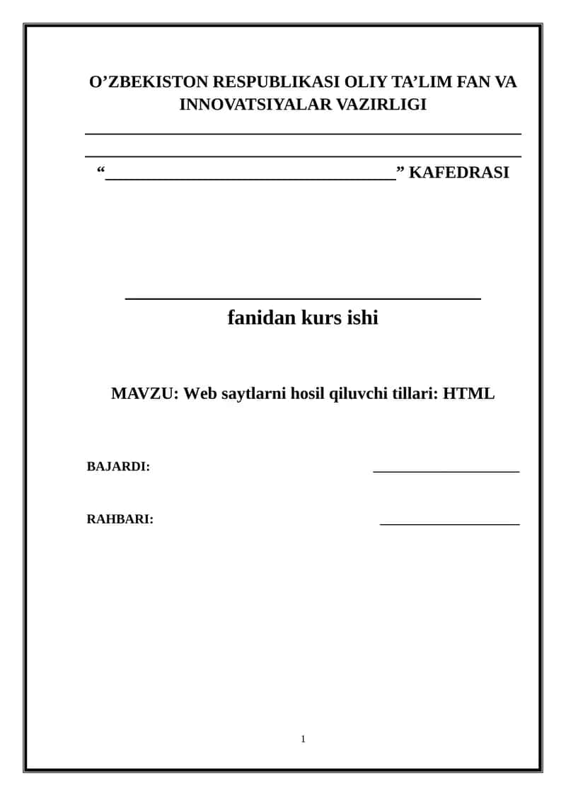 Web saytlarni hosil qiluvchi tillari 1