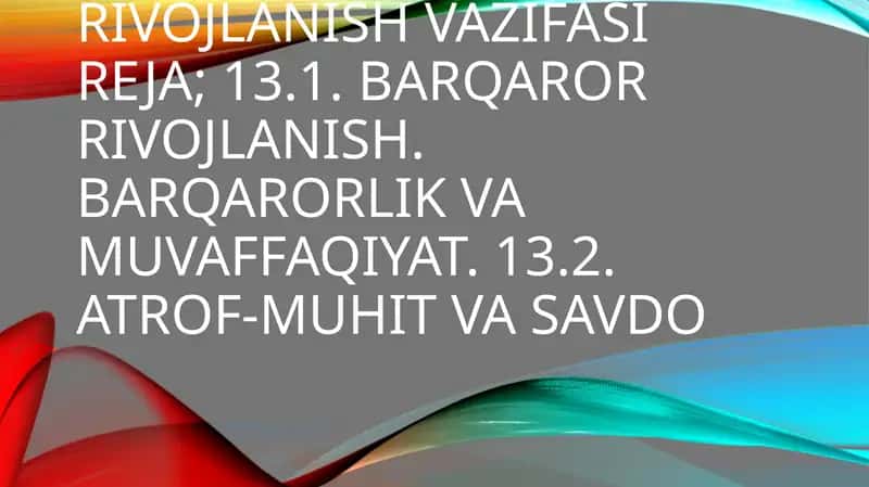 Barqaror rivojlanish vazifasi 1