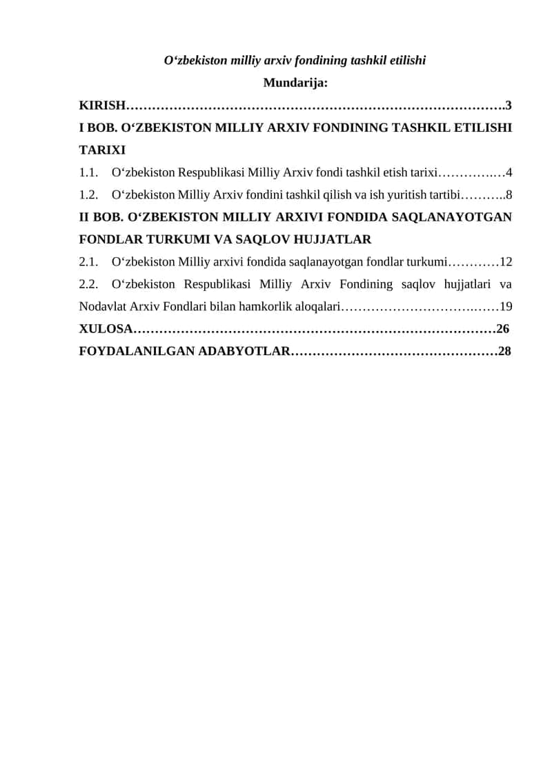 O‘zbekiston milliy arxiv fondining tashkil etilishi 1