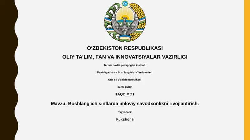 Ona tili o'qitish metodikasi 1