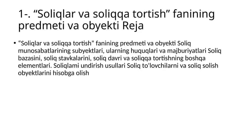 Soliqlar va soliqqa tortish 1