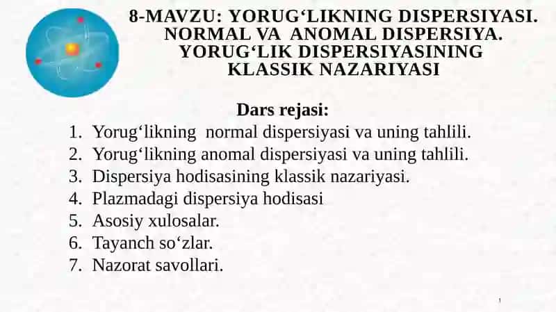 Yorug‘likning dispersiyasi