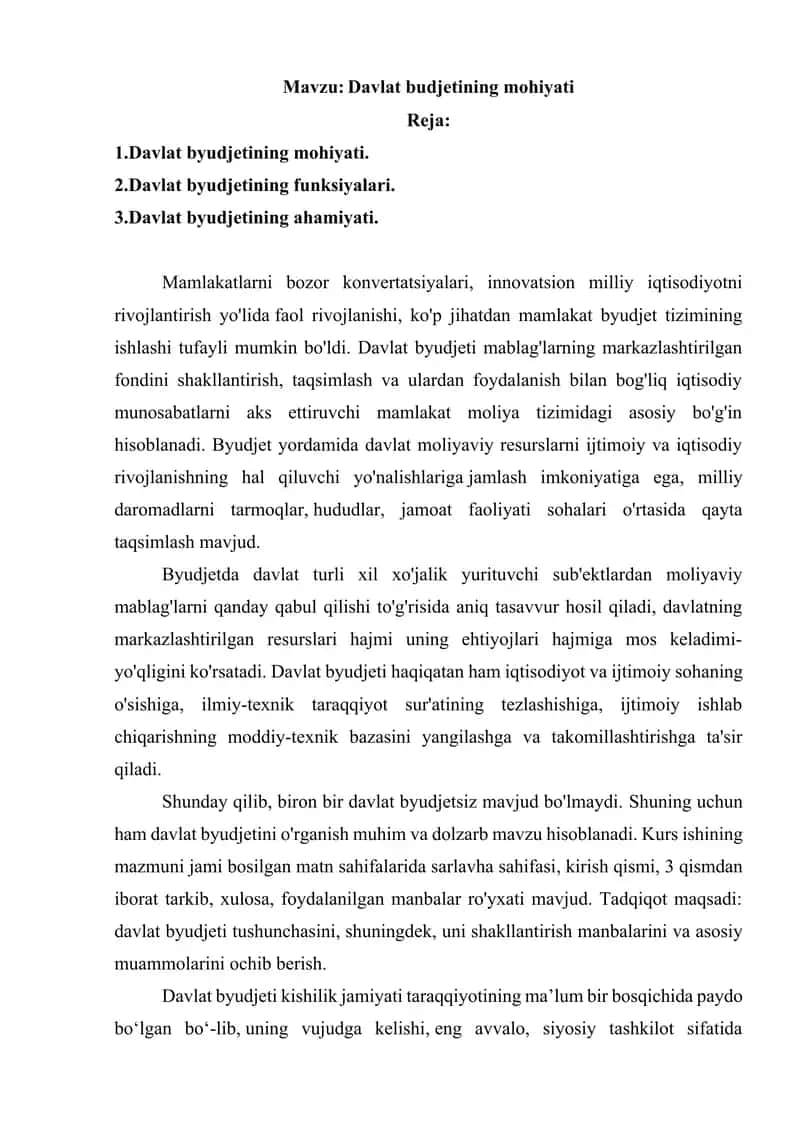 Davlat budjetining mohiyati 1