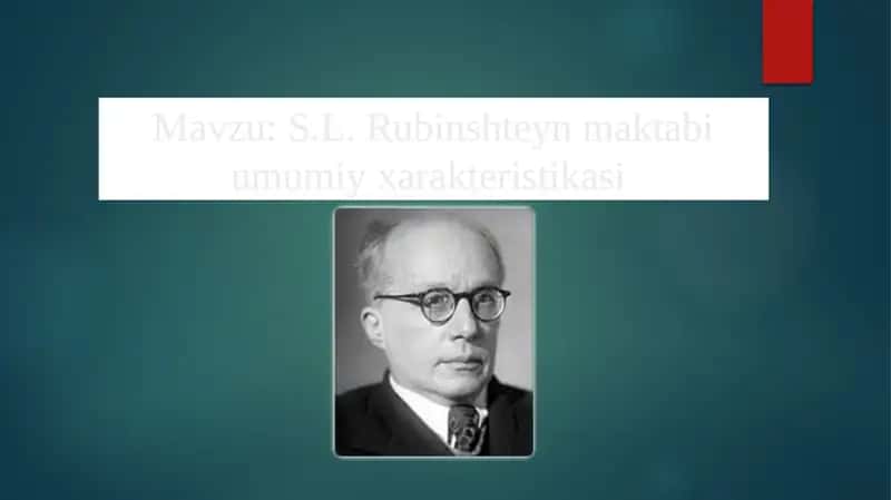 S.L.Rubinshteyn maktabi umumiy xarakteristikasi 1