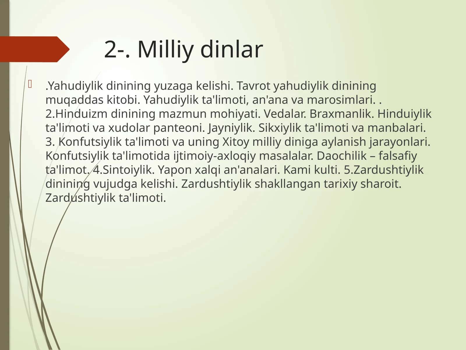 Milliy dinlar.Yahudiylik dinining yuzaga kelishi 1