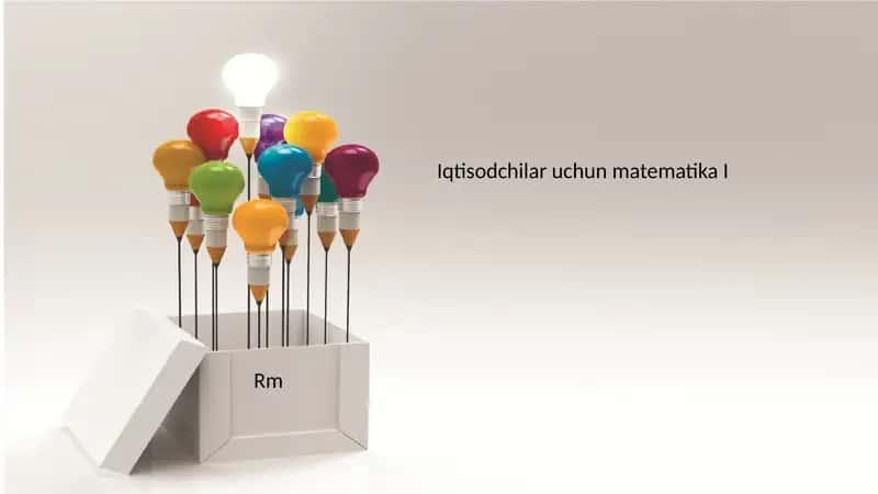Iqtisodchilar uchun matematika I 1