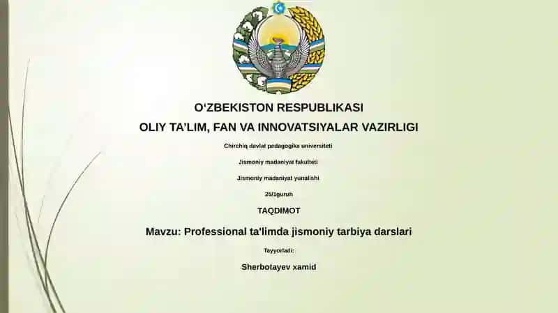 Professional ta'limda jismoniy tarbiya darslari