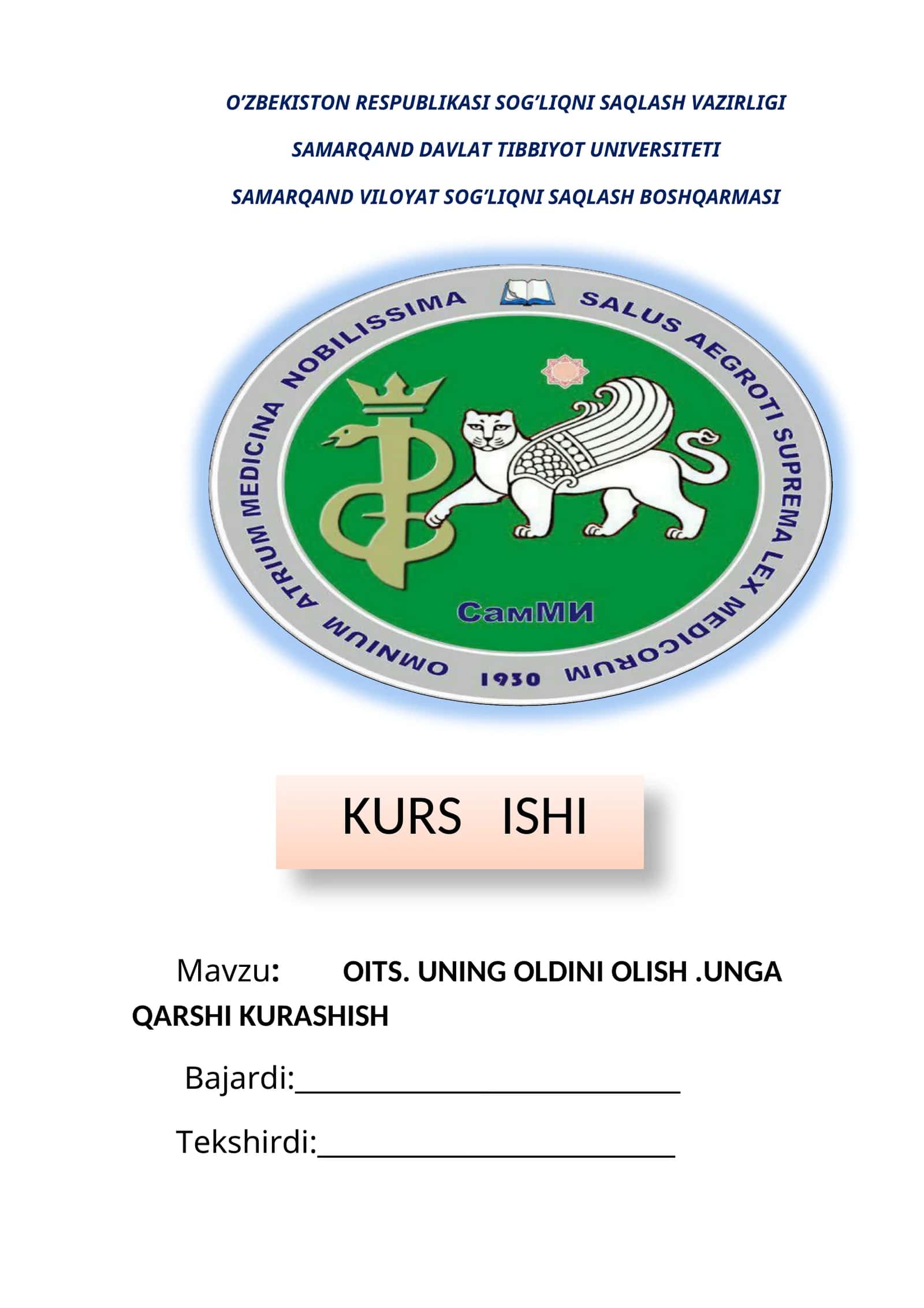 OIV/OITSga qarshi trening 1