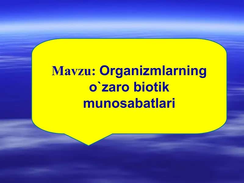 Organizmlarning o`zaro biotik munosabatlari 1
