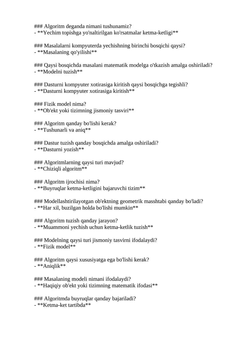 Algoritm deganda nimani tushunamiz? 1