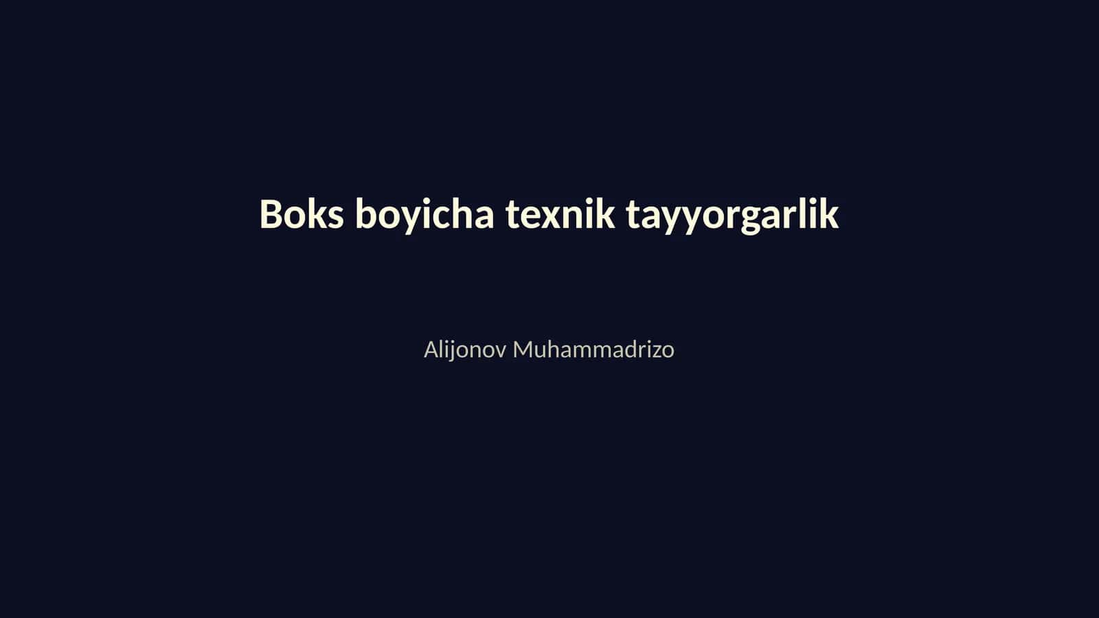 Boks boyicha texnik tayyorgarlik 1