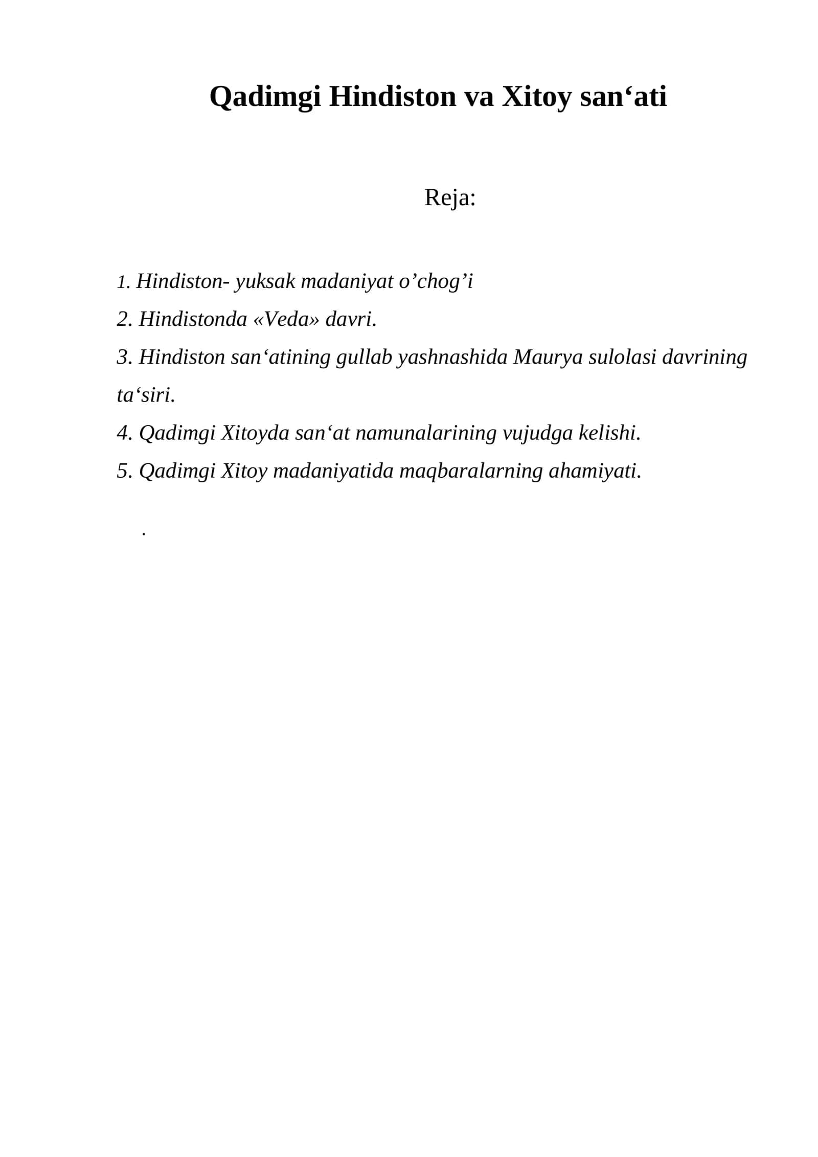 Qadimgi Hindiston va Xitoy san‘ati 1