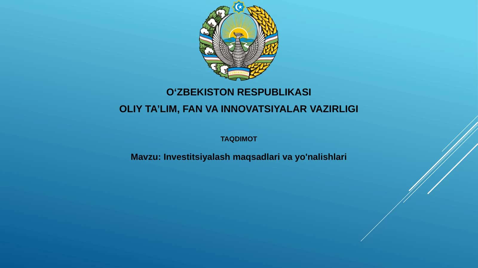 Investitsiyalash maqsadlar va yo'nalishlar 1