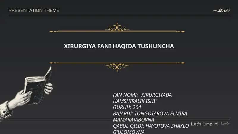 XIRURGIYADA HAMSHIRALIK ISHI 1
