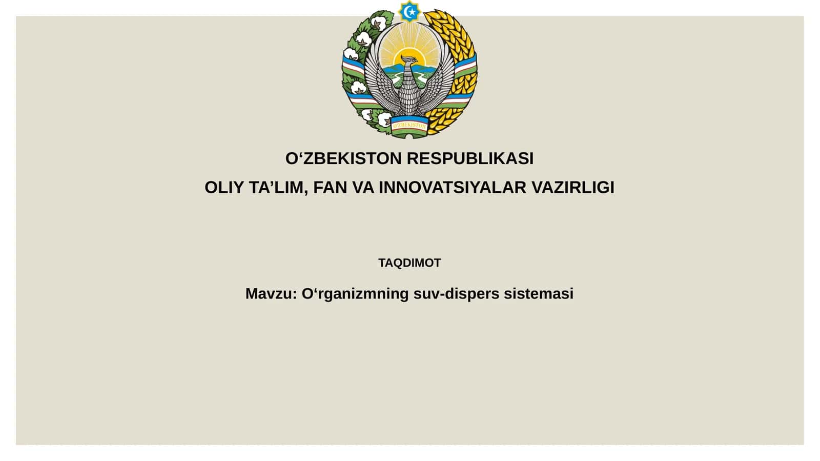 Oʻrganizmningsuv-disperssistemasi 1