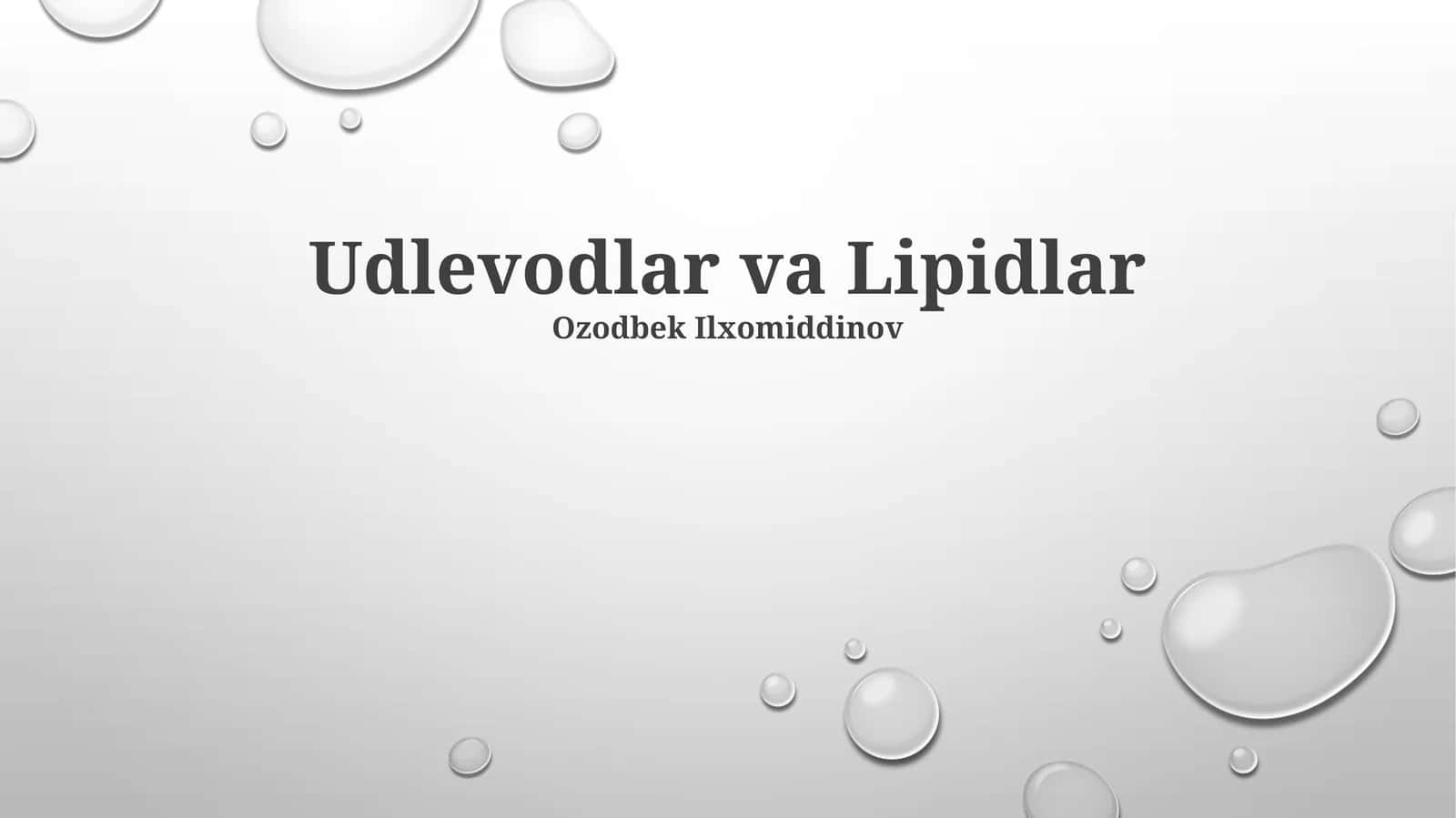Udlevodlar va Lipidlar 1