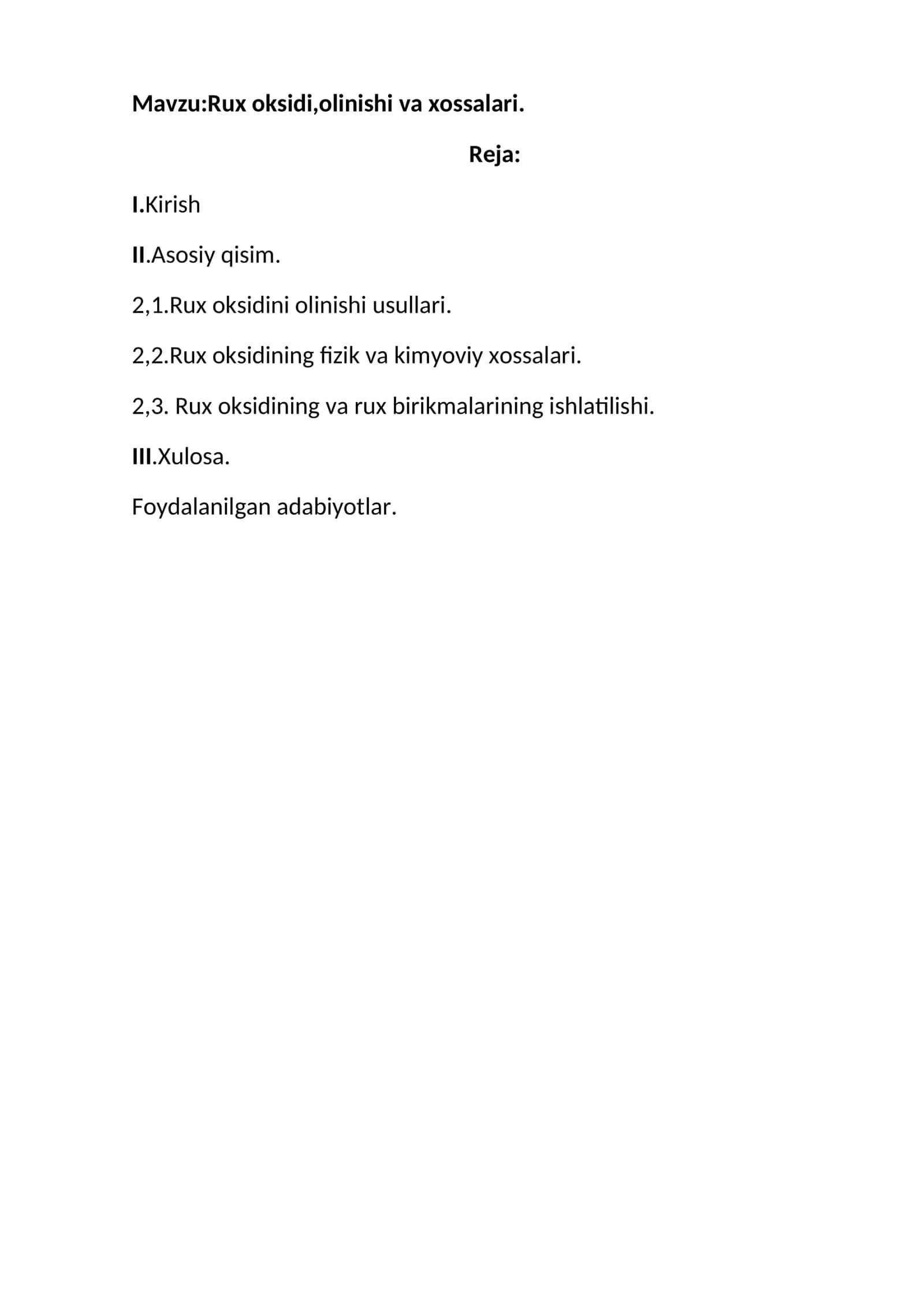 Rux oksidi,olinishi va xossalari 1