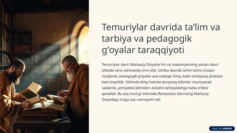 Temuriylar davrida taʼlim va tarbiya va pedagogik gʻoyalar taraqqiyoti 1