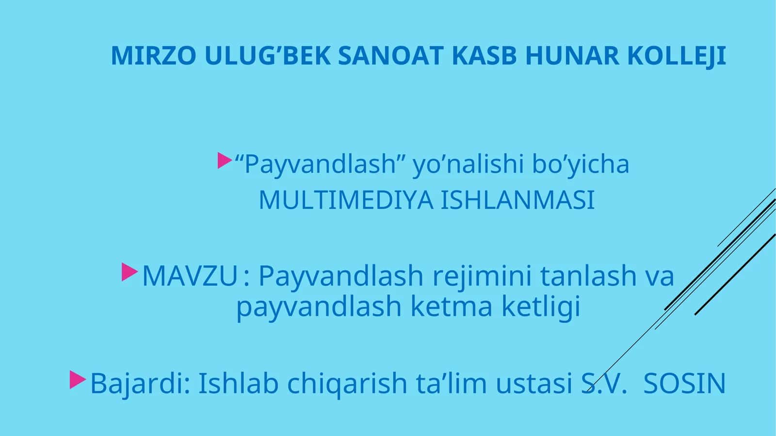 Payvandlash rejimini tanlash va payvandlash ketma ketligi 1