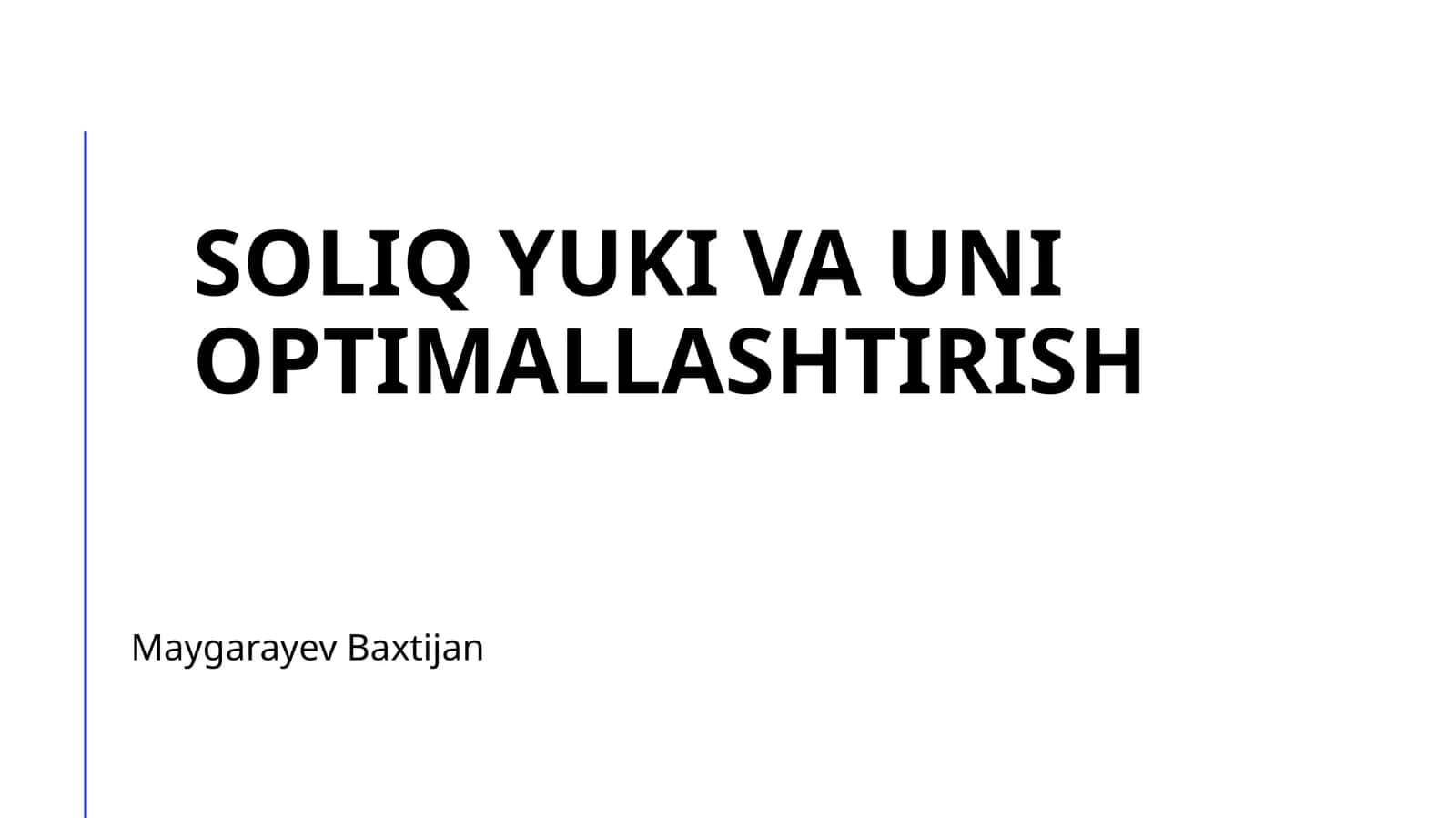 Soliq yuki va uni optimallashtirish 1