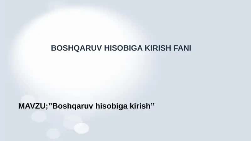 Boshqaruv hisobiga kirish 1