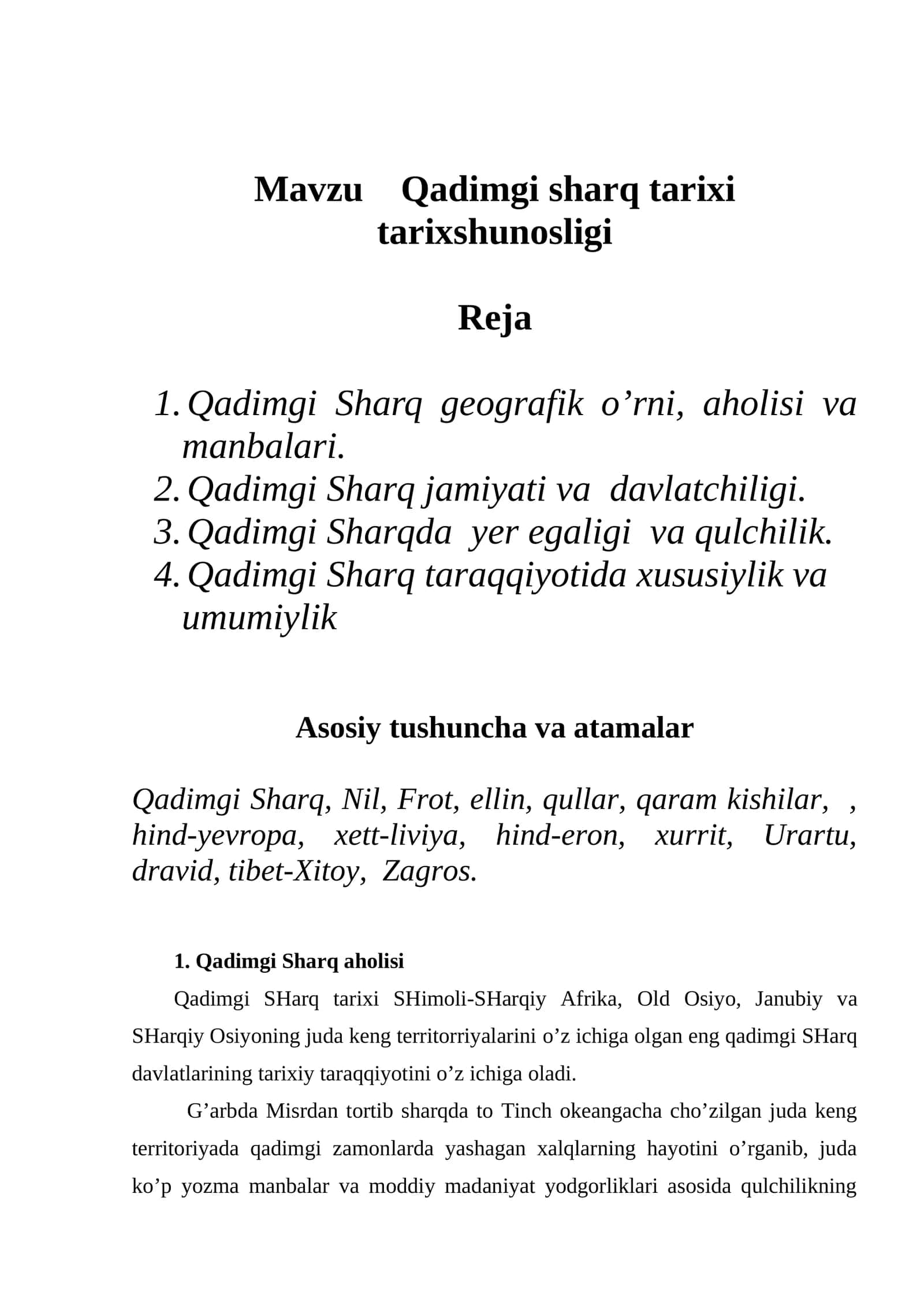 Qadimgi sharq tarixi tarixshunosligi 1