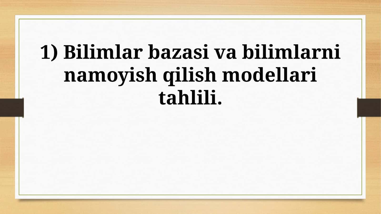 Bilimlar Bazasini Tahlil Qilish 1
