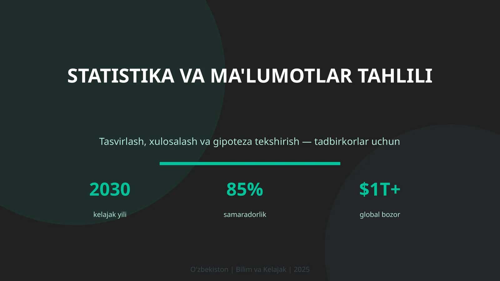 STATISTIKA VA MA'LUMOTLAR TAHLILI 1