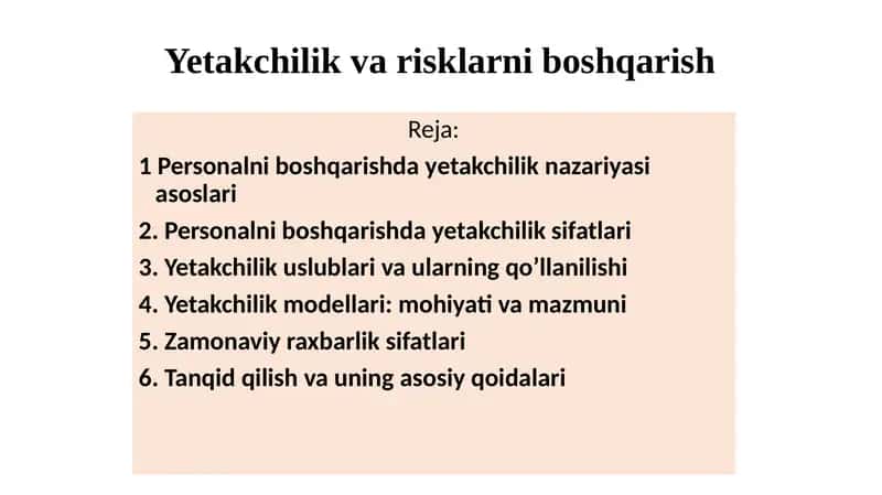 Yetakchilik va boshqaruv 1