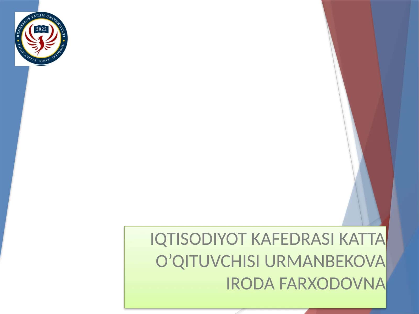 Moliyaviy hisobga kirish fanining muqaddimasi 1