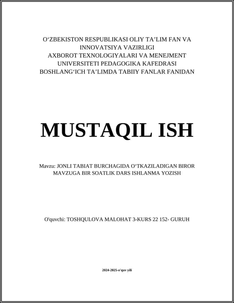 O‘quvchilar uchun tabiatni o‘rgatish 1