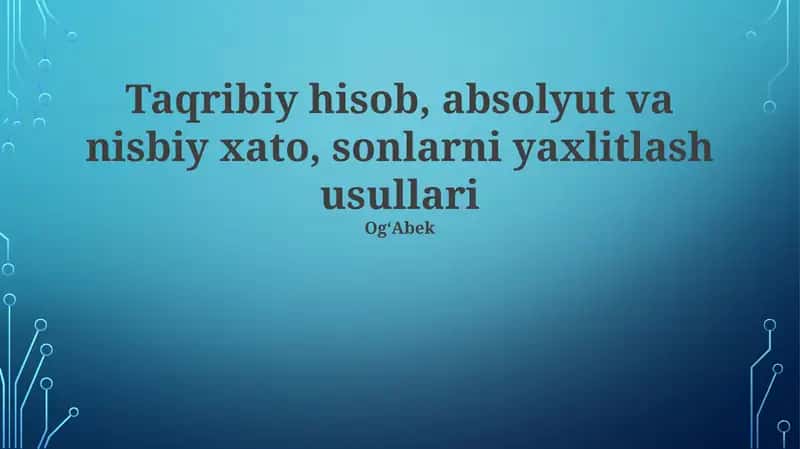 Raqamlarni yumaloqlash usullari 1