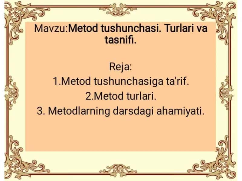 Metod tushunchasi 1