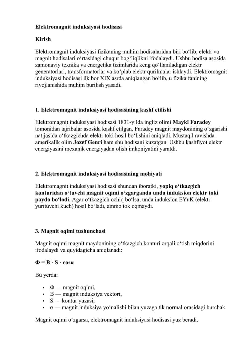 Elektromagnit induksiyasi hodisasi 1