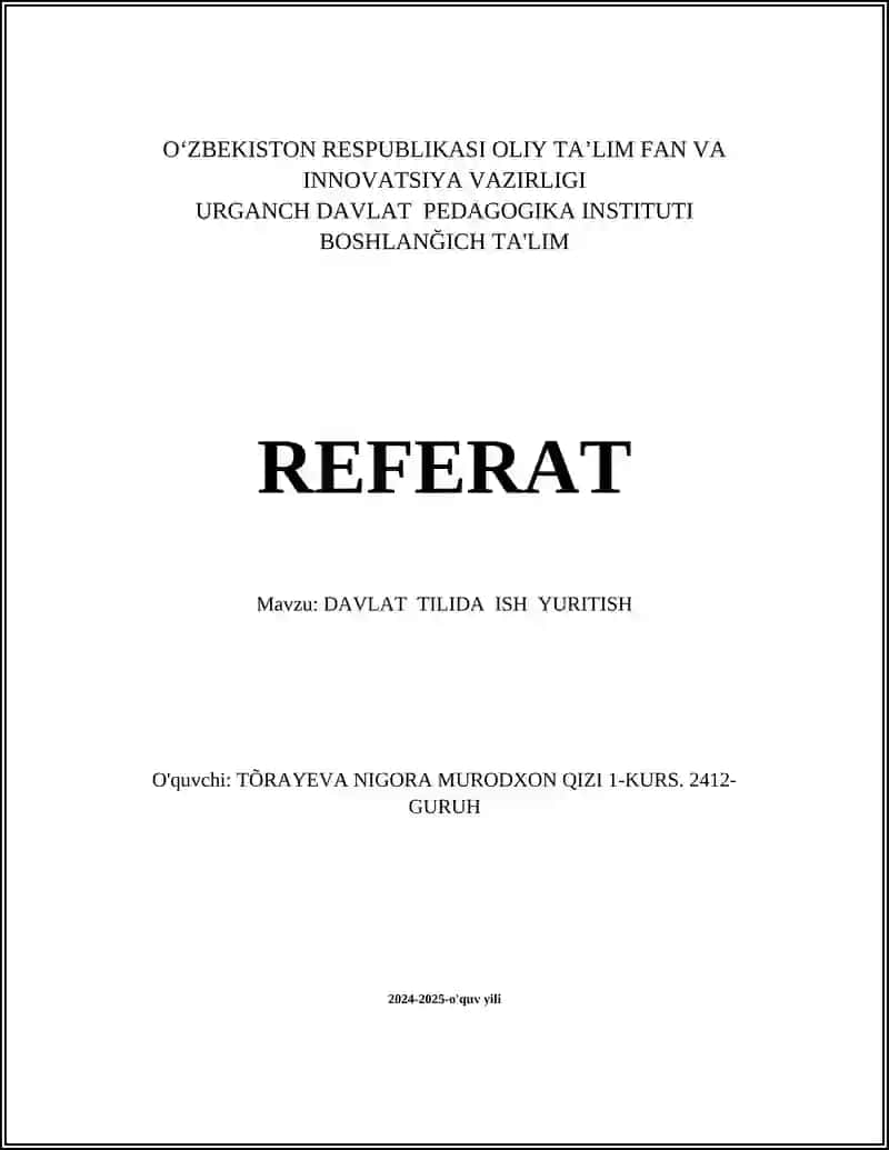 Davlat Tili Tushunchasi