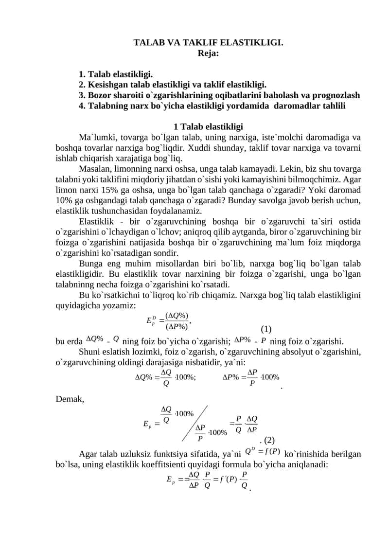 TALAB VA TAKLIF eLASTIKLIGI 1