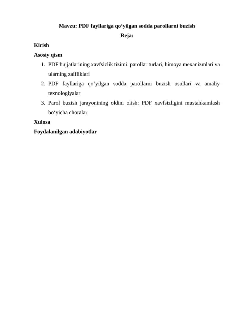 PDF fayllariga qo‘yilgan sodda parollarni buzish 1
