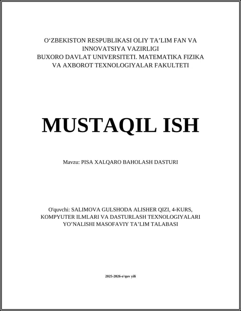 PISA Xalqaro Baholash Dasturi 1